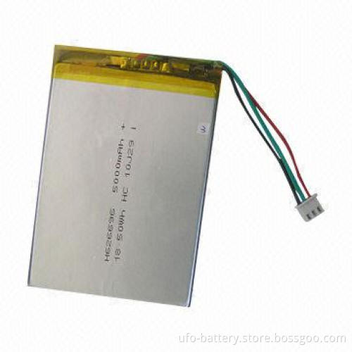 Lithium Polymer Battery for PDA, GPS, E-book with 3.7V Voltage and 5,000mAh Typical Capacity